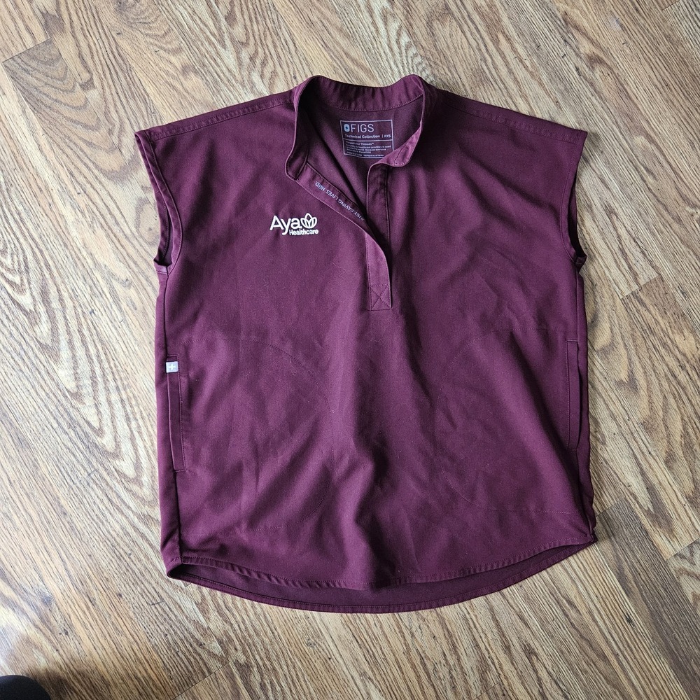 FIGS Technical Collection Maroon‎ Red AYA HEALTHCARE Scrub Top Size XXS